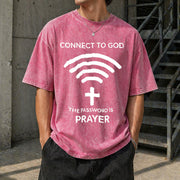Connect to God Password Is Prayer Vintage Washed T-Shirt in Red
