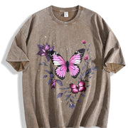 Retro Urban Ideal for Spring Vintage Washed T-Shirt in Brown