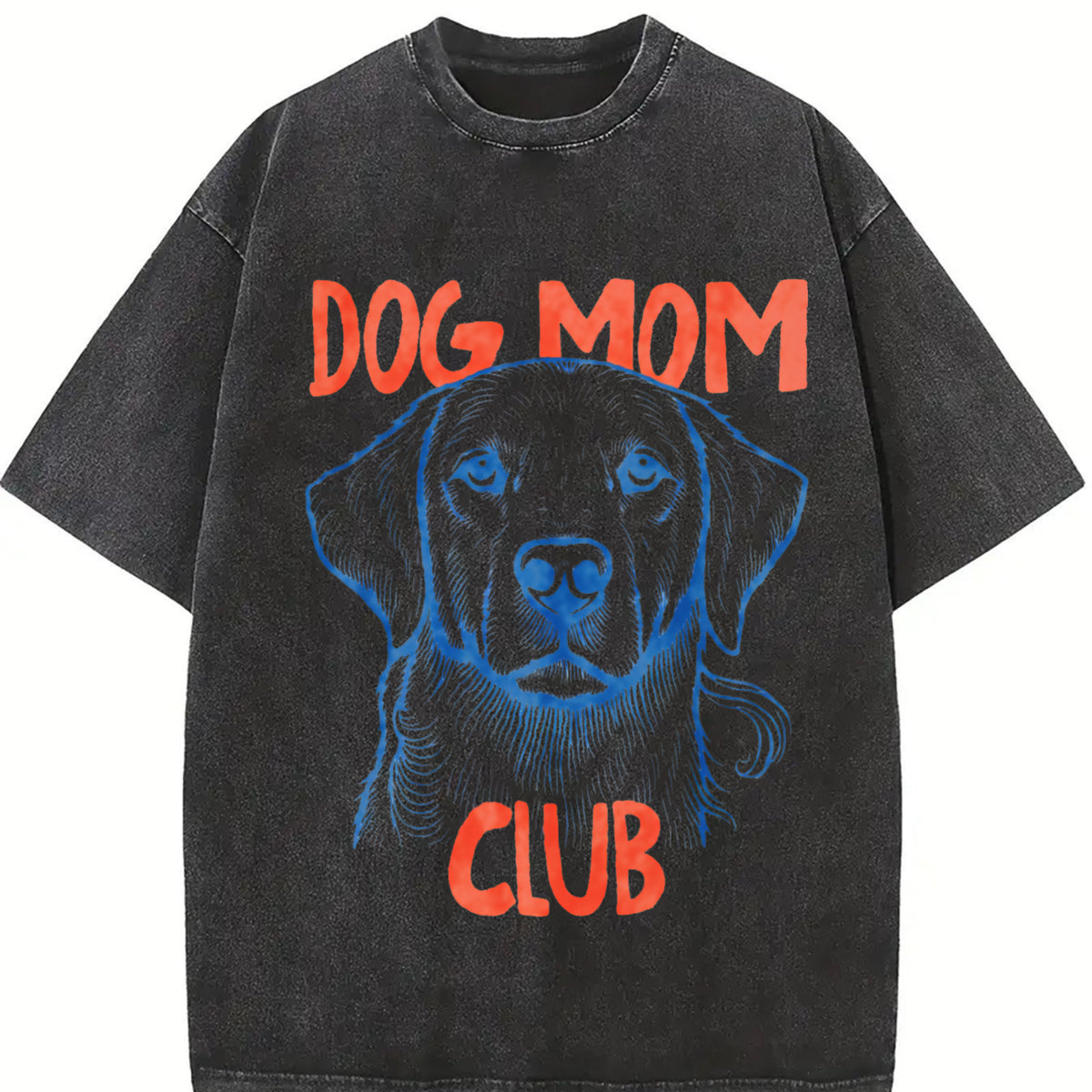 Dog Mom Club Vintage Washed T-Shirt in Black