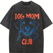 Dog Mom Club Vintage Washed T-Shirt in Black