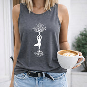 Tree Pose Yoga Women's Color Cotton Tank Top in Gray