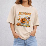 Halloweentown Est 1998 vintage washed oversized T-shirt in Beige