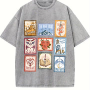 SJM Books Stamp Acotar Tog Crescent City for Bookish Fan Vintage Washed T-Shirt in Gray