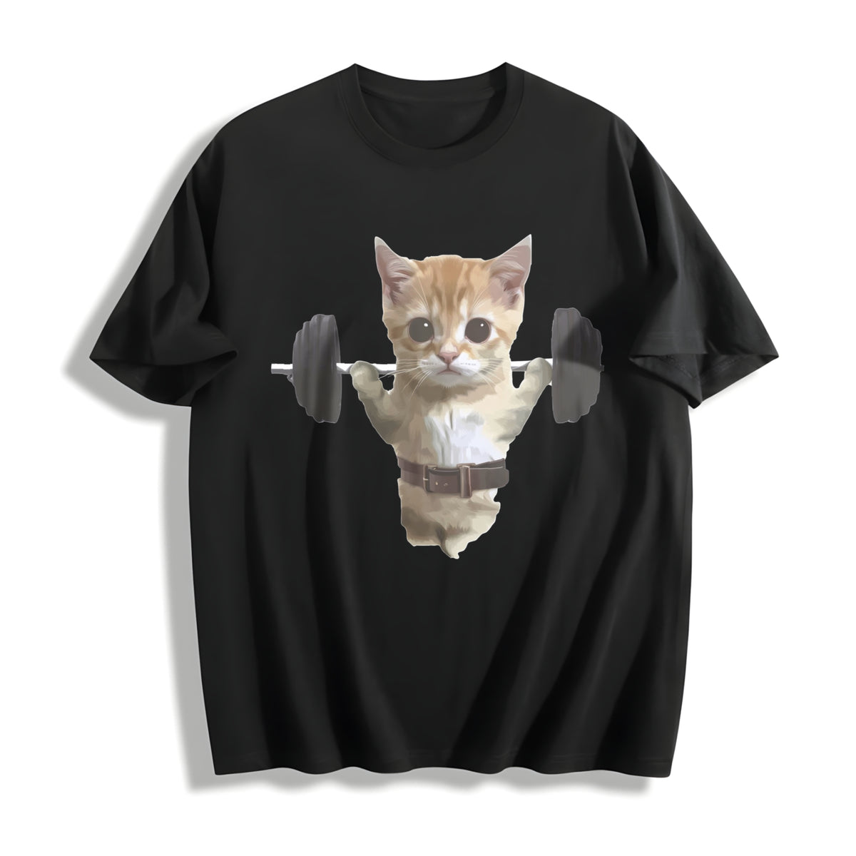 Sam Sulek Cat Gym Meme Cotton T-Shirt in Black