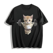 Sam Sulek Cat Gym Meme Cotton T-Shirt in Black