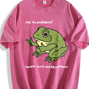 Frog Me No Problemo Narrator: But It Was All Problemo vintage washed oversized T-shirt in Red