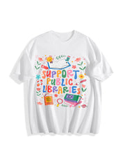 Support Public Libraries Cotton T-Shirt in White
