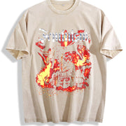 Feminism Dragon Castle Vintage Washed T-Shirt in Beige