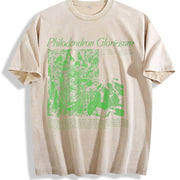 Philodendron Gloriosum Vintage Washed T-Shirt in Beige