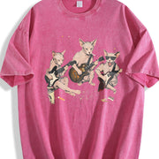 Sphynx Cat Rock Band Vintage Washed T-Shirt in Red