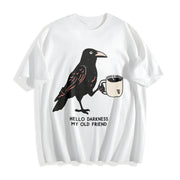 Hello Darkness My Old Friend Cotton T-Shirt in White