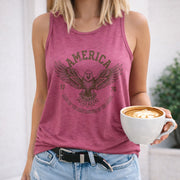 American Eagle Land of the Free Because of the Brave Women's Color Cotton Tank Top in Red