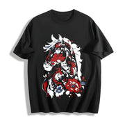 New Year Winter a Horse Year Theme Cotton T-Shirt in Black