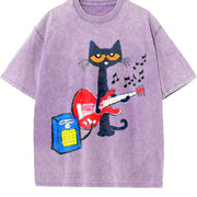 Pete The Cat Playing Guitar Party's vintage washed oversized T-shirt in Purple