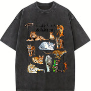 Cute Cats & Kittens Vintage Washed T-Shirt in Black