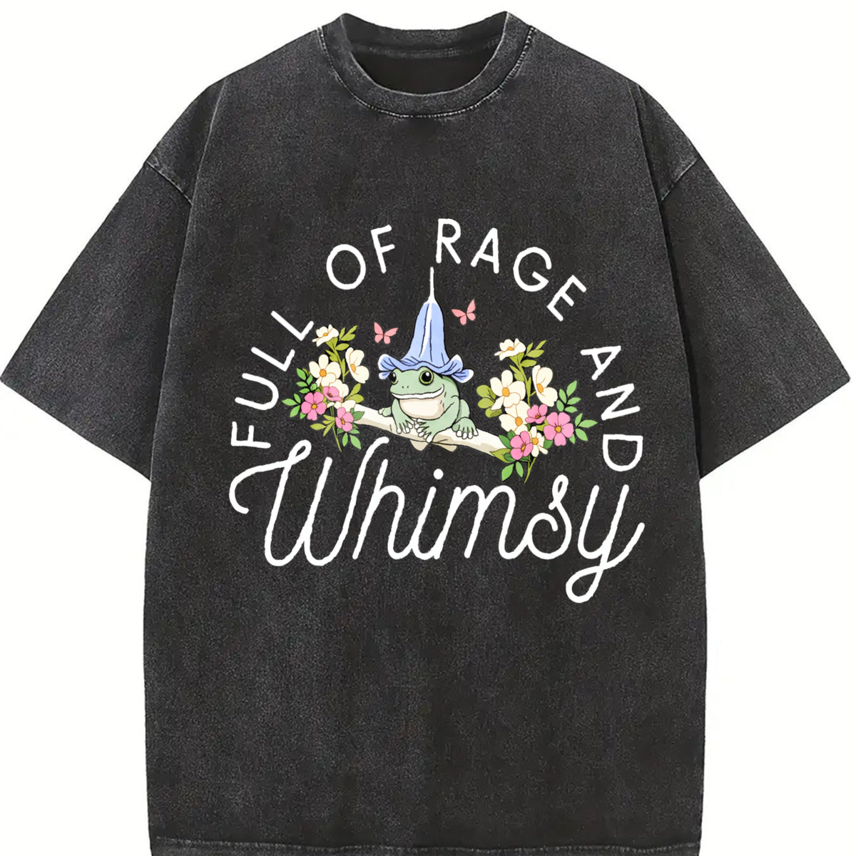 Full of Rage and Whimsy Frog Vintage Washed T-Shirt in Black
