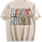 Book Nerd Retro Bookish Lover Retro for Booktok Librarian Vintage Washed T-Shirt in Beige