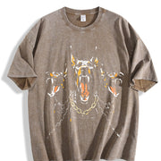 Black with Doberman Vintage Washed T-Shirt in Brown