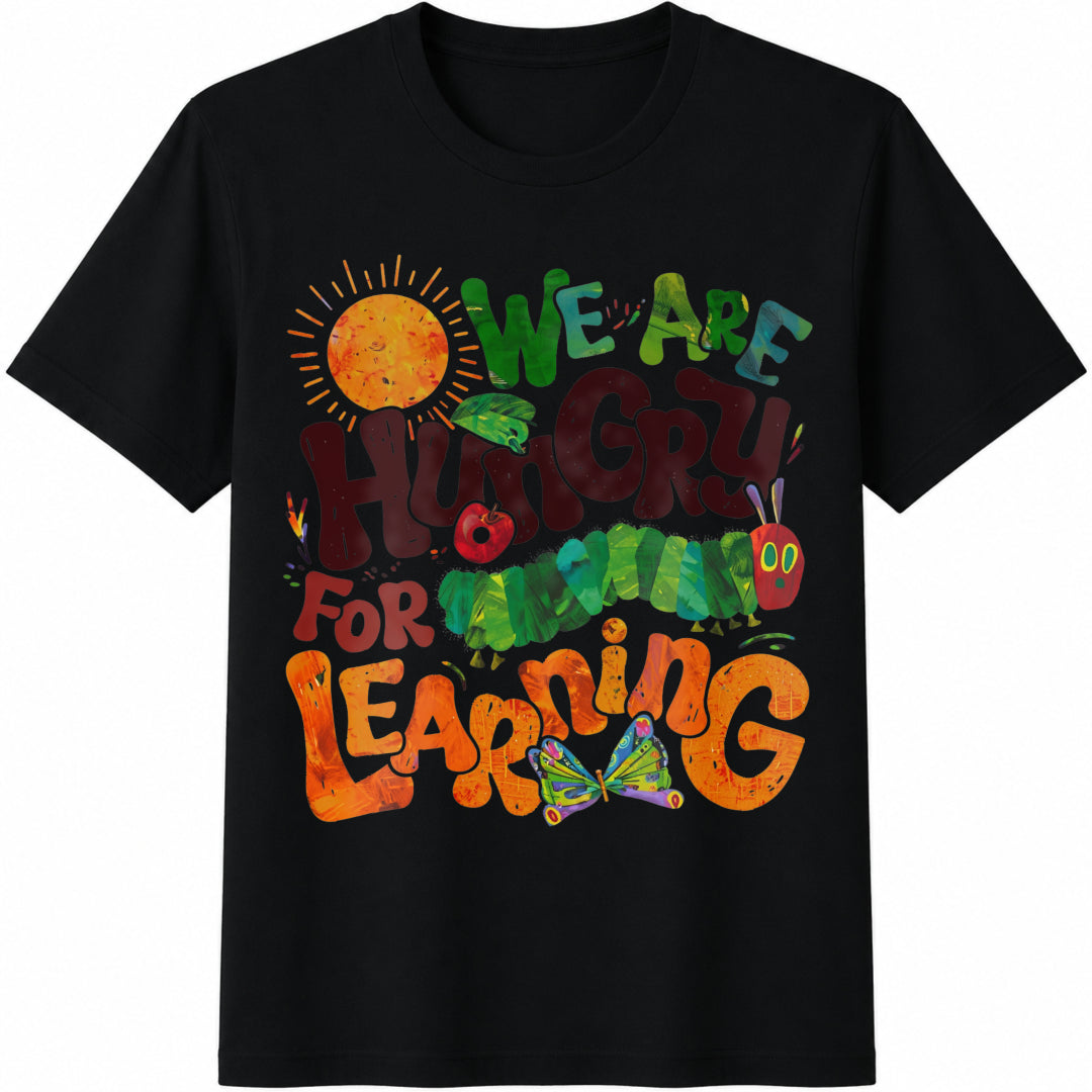 Hungry for Learning Cotton T-Shirt in Black