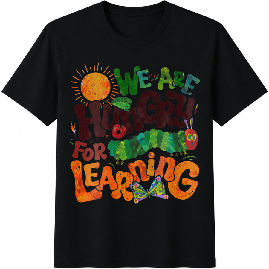 Hungry for Learning Cotton T-Shirt in Black
