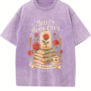 Retro Belle's Book Club Vintage Washed T-Shirt in Purple