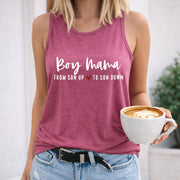 Boy Mama From Sun Up to Sun Down Women's Color Cotton Tank Top in Red