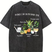 For Plant Parent Humor Vintage Washed T-Shirt in Black