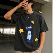 Statement: Black with Text Vintage Washed T-Shirt in Black