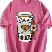Caffeine and Kindness Vintage Washed T-Shirt in Red