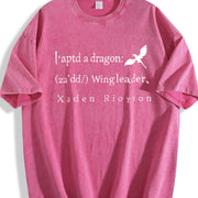 Xaddy Xaden Fourth Wing Iron Flame vintage washed oversized T-shirt in Red