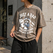 Just a Dad Who Always Came Back with the Milk Vintage Washed T-Shirt in Brown
