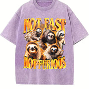 Not Fast Not Furious 90s Vintage Washed T-Shirt in Purple