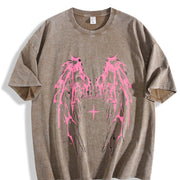 Angel Wings Y2K vintage washed oversized T-shirt in Brown