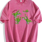 Frogs Chaos 90s Retro Animal Frog Vintage Washed T-Shirt in Red