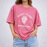 Spooky Island vintage washed oversized T-shirt in Red