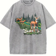 90s National Wildlife Deer vintage washed oversized T-shirt in Gray