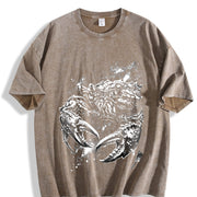 Crab 90s Retro ® Zodiac Grunge Y2k Vintage Washed T-Shirt in Brown