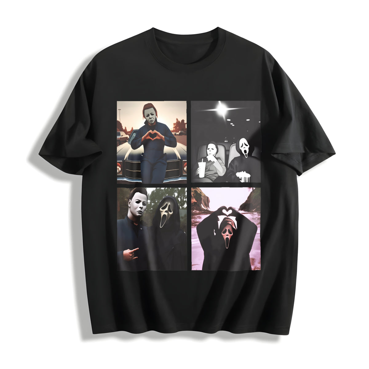 Michael Myers and Ghostface Cotton T-Shirt in Black