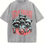 Stay Trashy Retro Vintage Washed T-Shirt in Gray