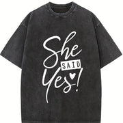 She Said Yes Engagement Bachelorette Party Bachelorette Vintage Washed T-Shirt in Black