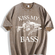 Kiss My Bass 90s Tattoo Vintage Washed T-Shirt in Brown