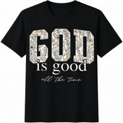 1-piece Set 10piece Topswomen's Heavy Retro Christian Cotton T-Shirt in Black