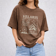 Velaris City of Starlight Acotar vintage washed oversized T-shirt in Brown