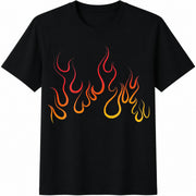 Flame Pattern Cotton T-Shirt in Black