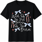 Land of the Free Because of the Brave Cotton T-Shirt in Black