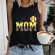 Softball Mom Women's Color Cotton Tank Top in Black