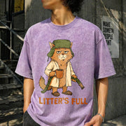 Full Cat Lovers Christmas Xmas Vintage Washed T-Shirt in Purple