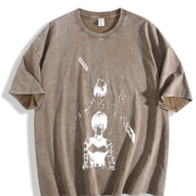 Jujutsu Kaisen Maki & Toji vintage washed oversized T-shirt in Brown