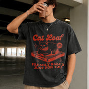 Cat Loaf Vintage Washed T-Shirt in Black