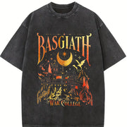 Basgiath War College Castle vintage washed oversized T-shirt in Black